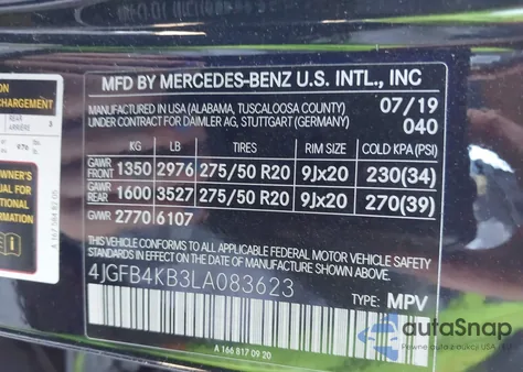 2020 Mercedes-Benz Gle 350 4Matic z USA, uszkodzony, nr VIN 4JGFB4KB3LA083623
